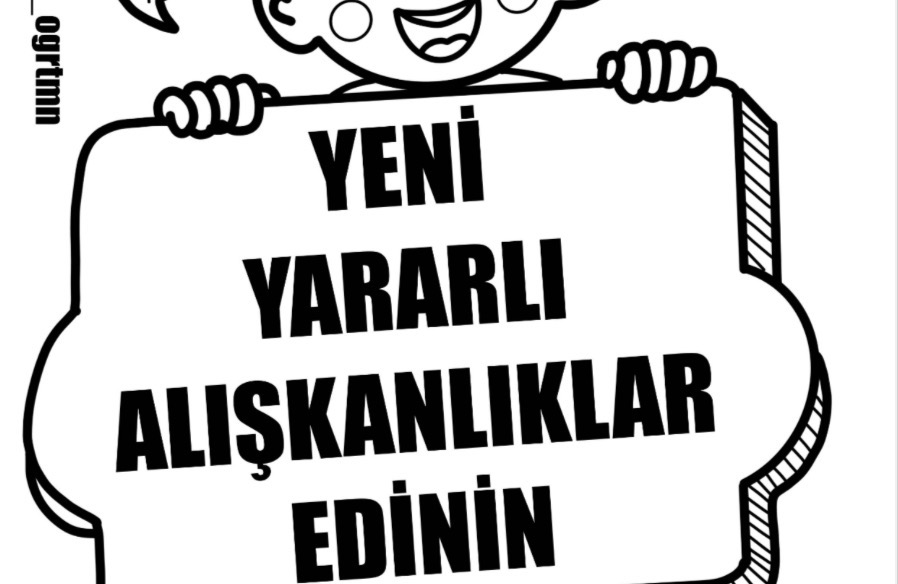 Yeşilay Haftası Pankart Tutan Çocuklar A4 RENKSİZ - Ücretsiz İndir