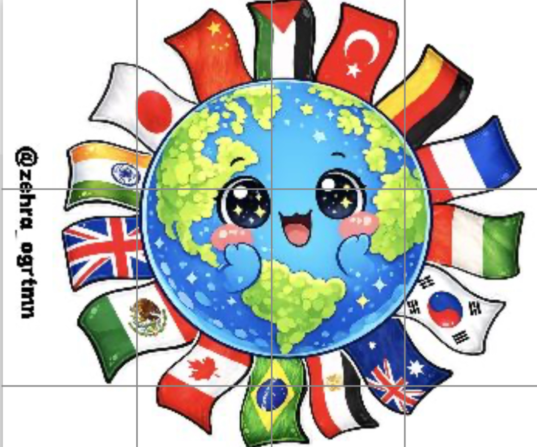 12 A4 Bayraklı Dünya Görseli - Ücretsiz İndir