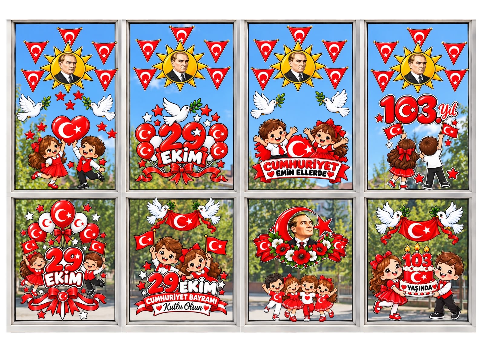 29 Ekim Cumhuriyet  Bayramı A4 Cam Süsleri