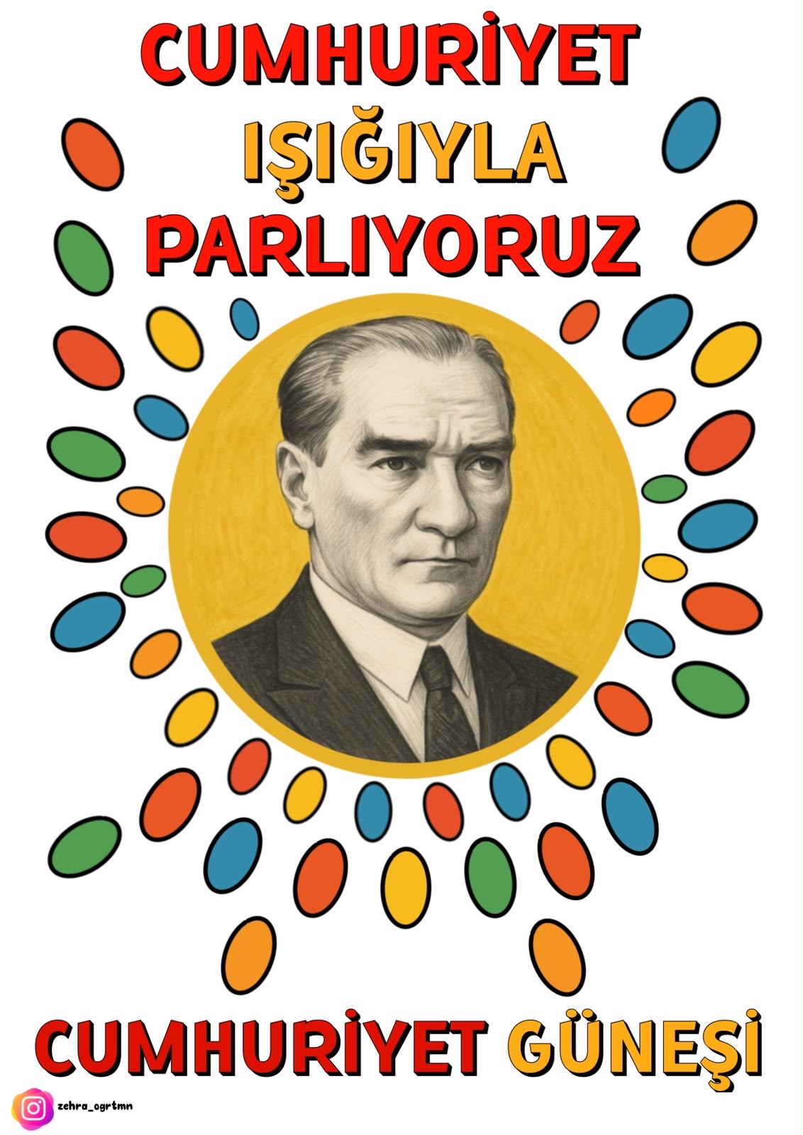 4 A4 El Parmak Baskı Cumhuriyet Güneşi - Ücretsiz İndir