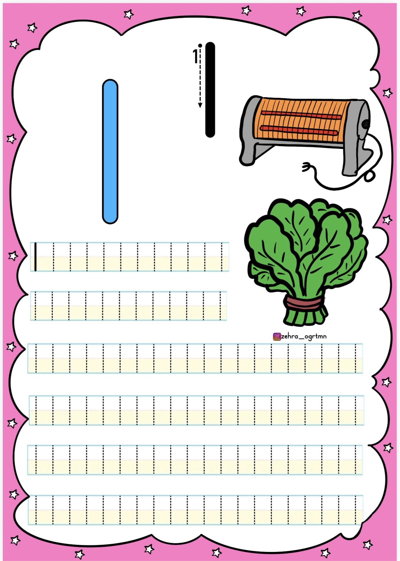 İ Sesi Noktalı Yazma Etkinliği - Ücretsiz İndir
