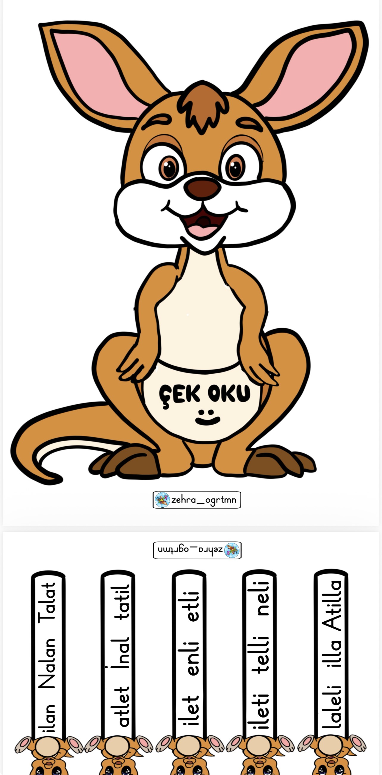 L Sesi Kanguru Çek Oku Kartları